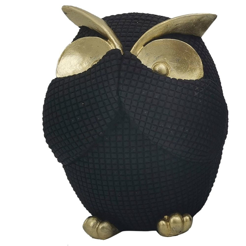 Resin Sitting Owl Accent Decor, See No Evil Owls Set Of 3 Black-zoom-
