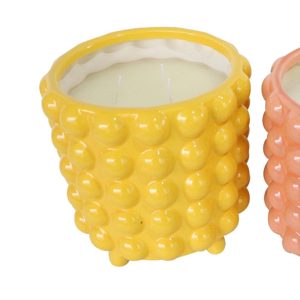 8.5 Inch Citronella Candle With Bubble Pattern Set Of Two yellow And Pink-zoom-3