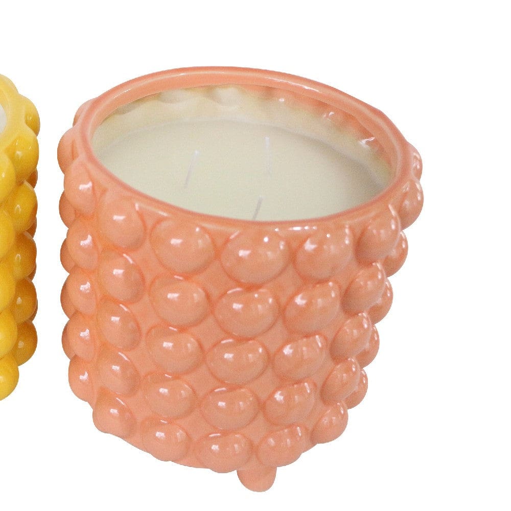 8.5 Inch Citronella Candle With Bubble Pattern Set Of Two yellow And Pink-zoom-4