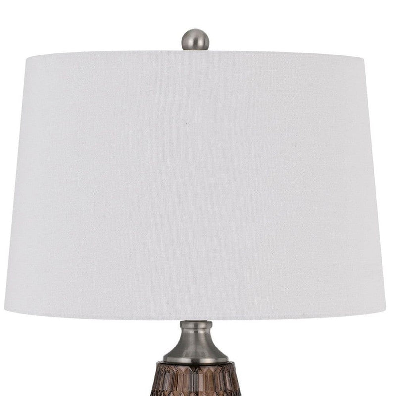 31 Inch Glass Table Lamp with Dimmer Geometric Base Brown-zoom-