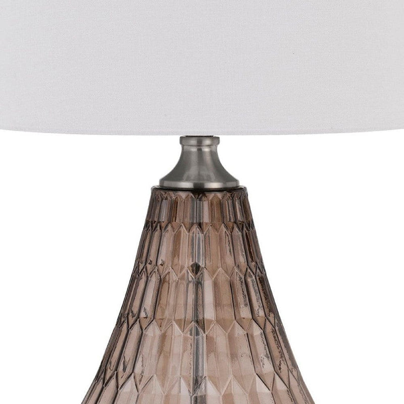 31 Inch Glass Table Lamp with Dimmer Geometric Base Brown-zoom-