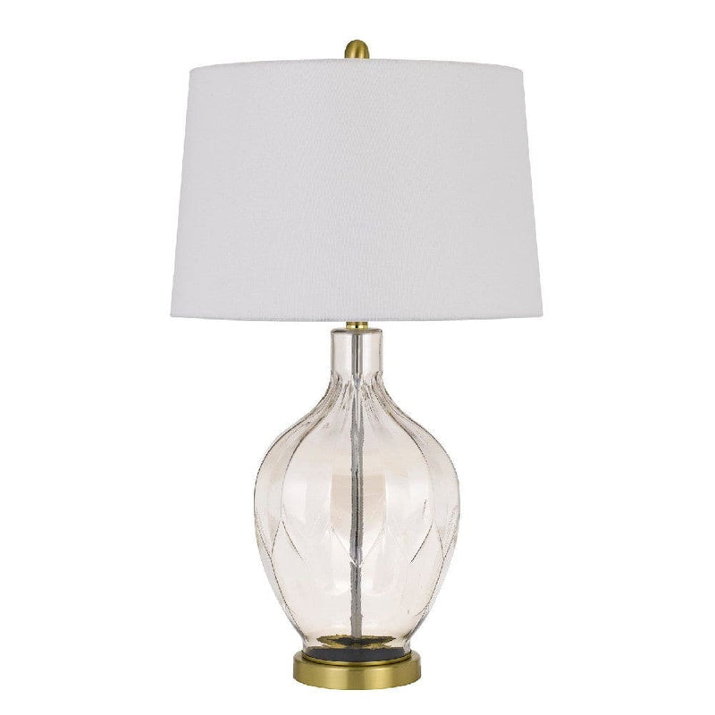 29 Inch Glass Table Lamp with Dimmer Round Clear and Brass-zoom-