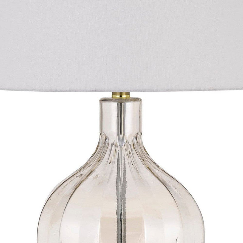 29 Inch Glass Table Lamp with Dimmer Round Clear and Brass-zoom-