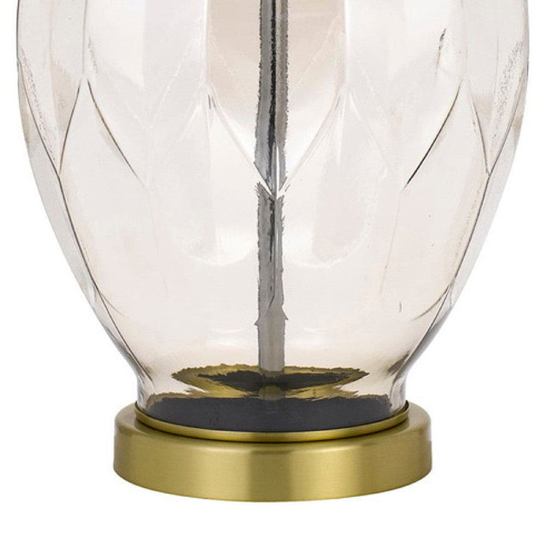 29 Inch Glass Table Lamp with Dimmer Round Clear and Brass-zoom-