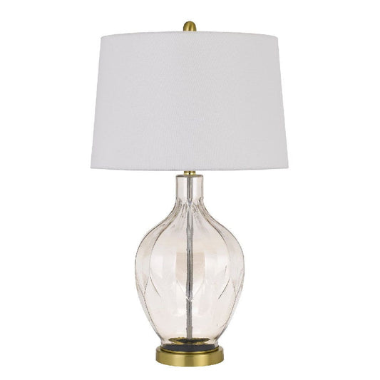 29 Inch Glass Table Lamp with Dimmer Round Clear and Brass