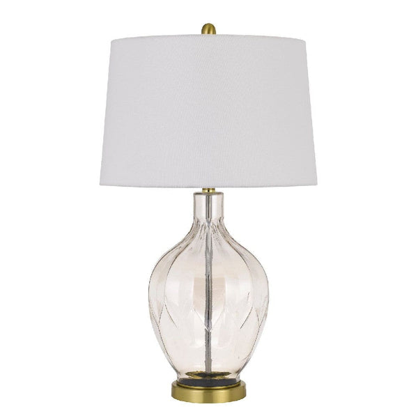 29 Inch Glass Table Lamp with Dimmer Round Clear and Brass