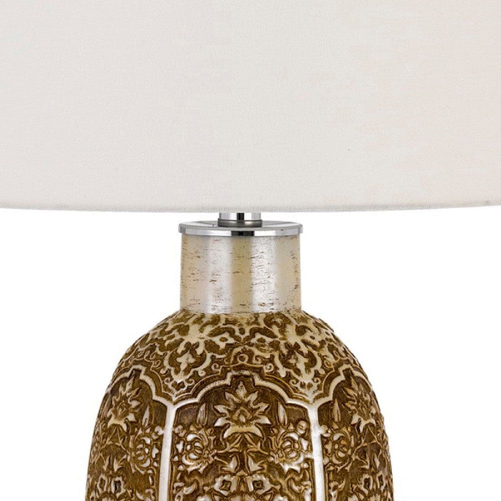 29 Inch Ceramic Table Lamp with Dimmer Floral Base Olive-zoom-3