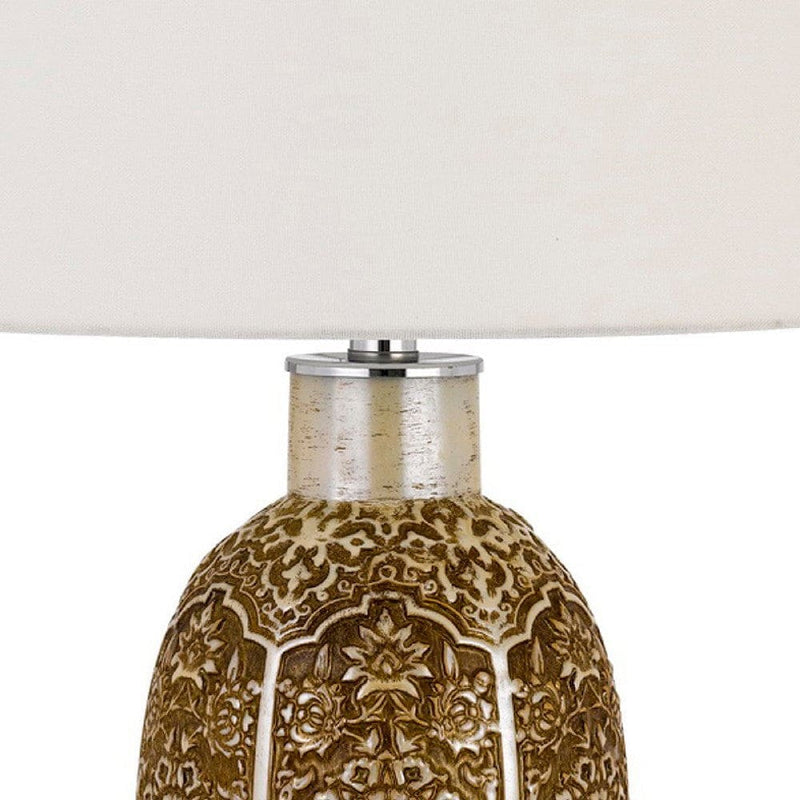 29 Inch Ceramic Table Lamp with Dimmer Floral Base Olive-zoom-