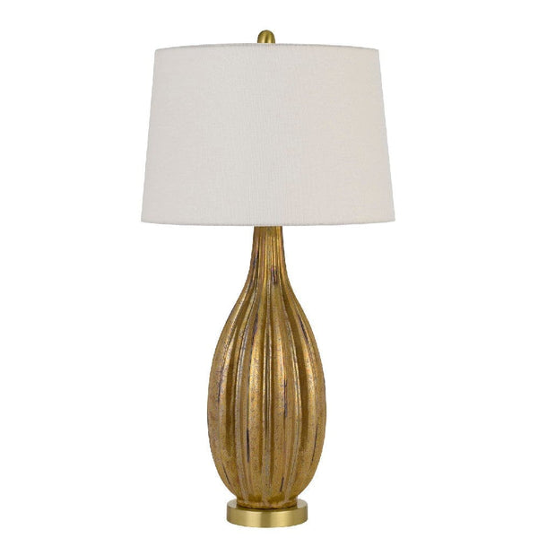 31 Inch Vintage Glass Table Lamp with Dimmer Antique Gold