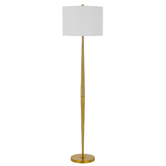 62 Inch Metal Floor Lamp Round Drum Shade Brass Body White
