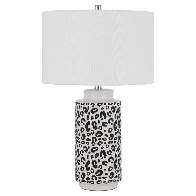 27 Inch Table Lamp with Dimmer Black and White Leopard Print-zoom-