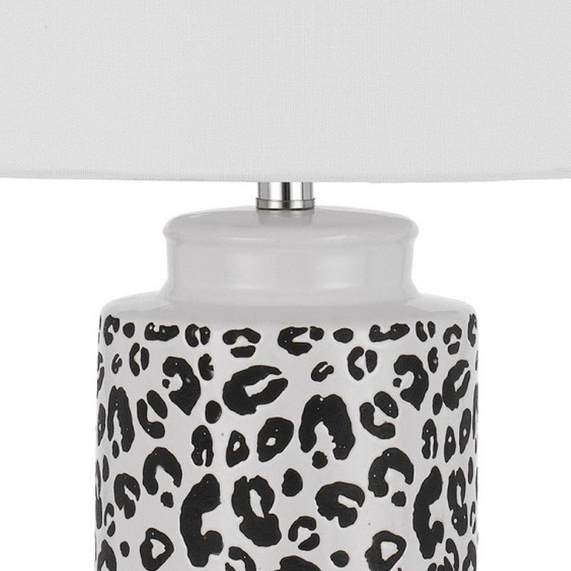 27 Inch Table Lamp with Dimmer Black and White Leopard Print-zoom-