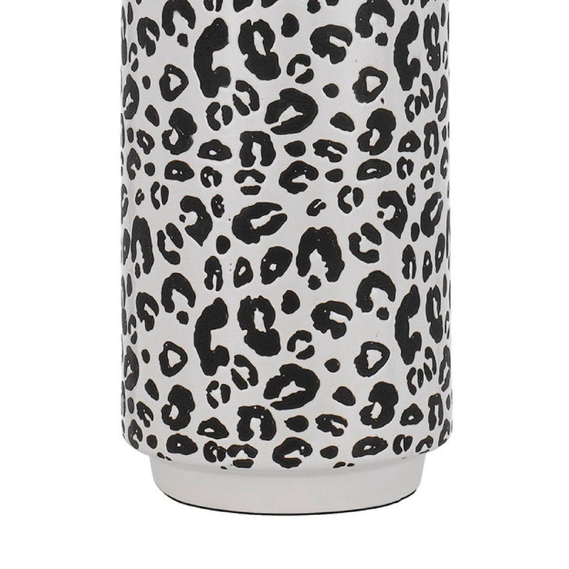 27 Inch Table Lamp with Dimmer Black and White Leopard Print-zoom-