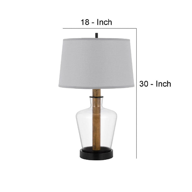 31 Inch Wood Accent Table Lamp with Dimmer Glass Jar Clear-zoom-