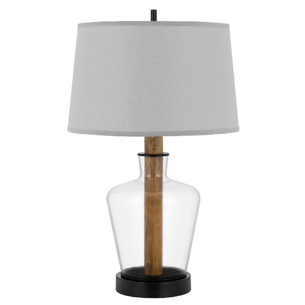 31 Inch Wood Accent Table Lamp with Dimmer Glass Jar Clear