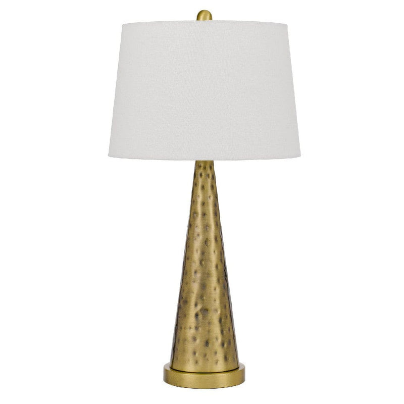 27 Inch Table Lamp with Metal Cone Hammered Brass Base-zoom-