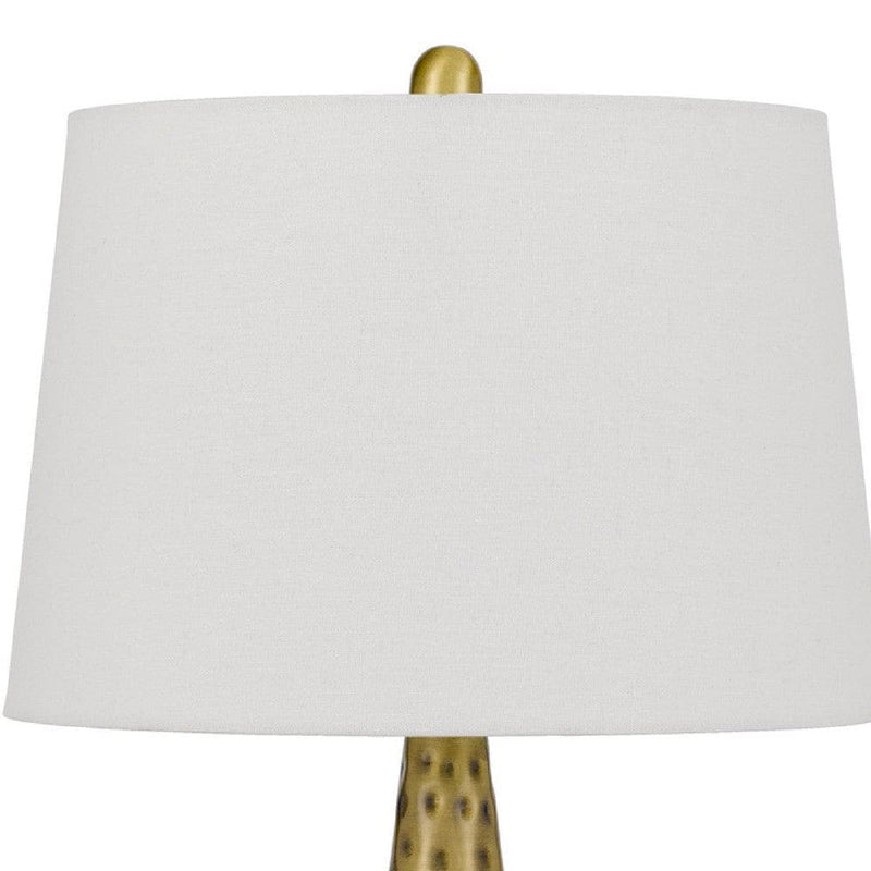 27 Inch Table Lamp with Metal Cone Hammered Brass Base-zoom-