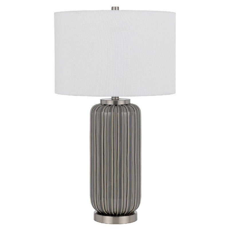 29 Inch Ceramic Curved Table Lamp with Stripes Dimmer Gray-zoom-