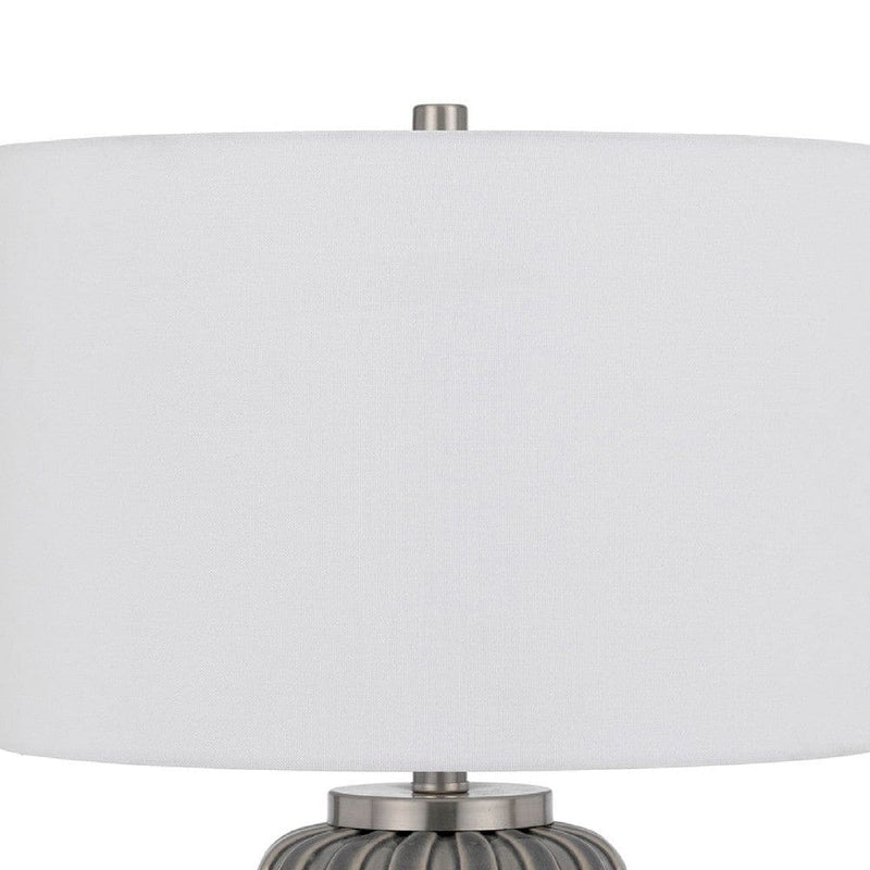 29 Inch Ceramic Curved Table Lamp with Stripes Dimmer Gray-zoom-