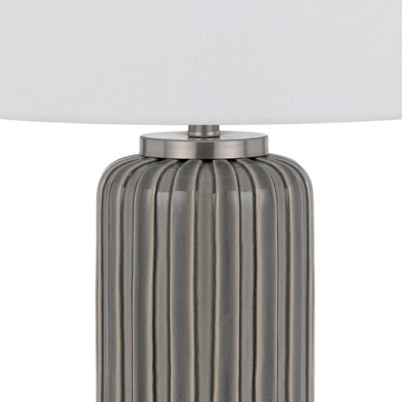 29 Inch Ceramic Curved Table Lamp with Stripes Dimmer Gray-zoom-