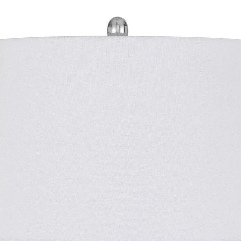 27 Inch Glass Turned Style Base Table Lamp with Dimmer Silver-zoom-