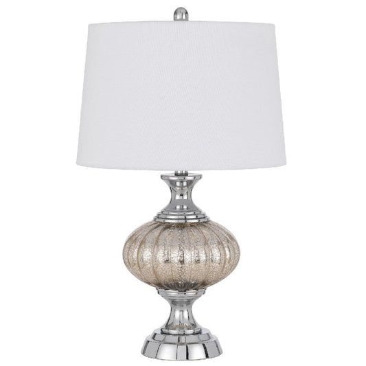 27 Inch Glass Turned Style Base Table Lamp with Dimmer Silver