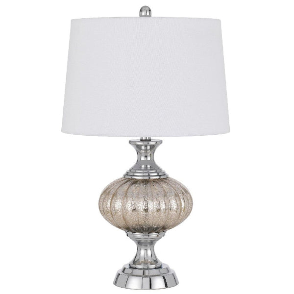 27 Inch Glass Turned Style Base Table Lamp with Dimmer Silver