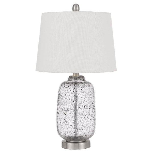 24 Inch Curved Speckled Glass Jar Base Table Lamp Clear