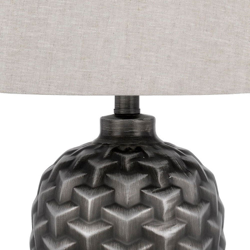25 Inch Urn Base Table Lamp with 3D Trellis Pattern Silver-zoom-
