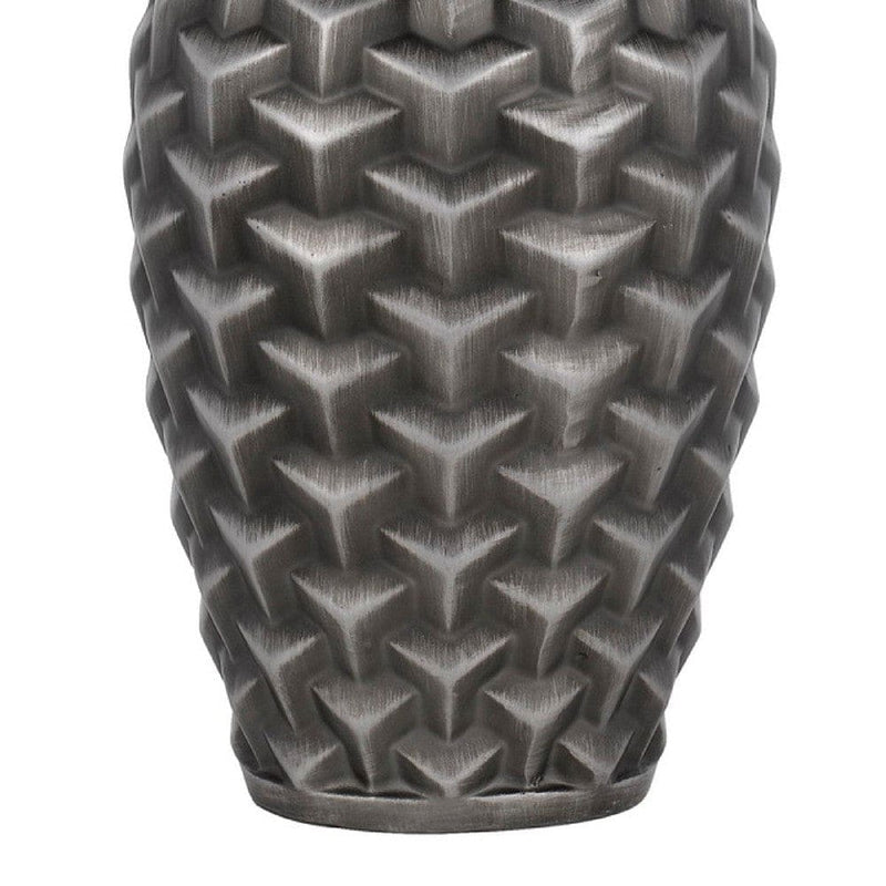 25 Inch Urn Base Table Lamp with 3D Trellis Pattern Silver-zoom-