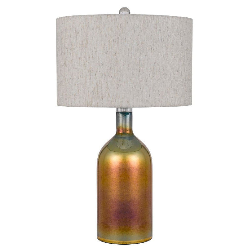 28 Inch Glass Bottle Table Lamp Drum Shade Dimmer Bronze-zoom-