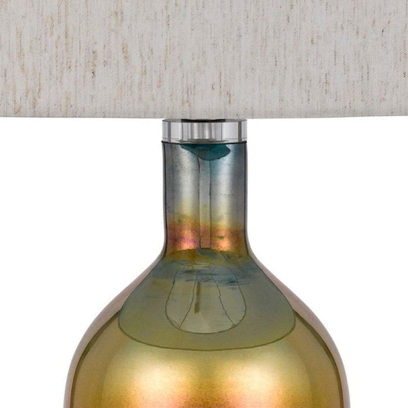 28 Inch Glass Bottle Table Lamp Drum Shade Dimmer Bronze-zoom-
