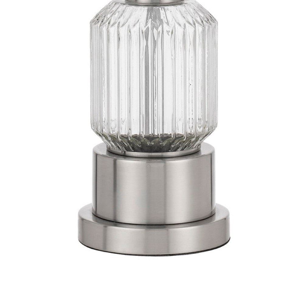 28 Inch Fluted Glass Base Table Lamp Dimmer Clear-zoom-4