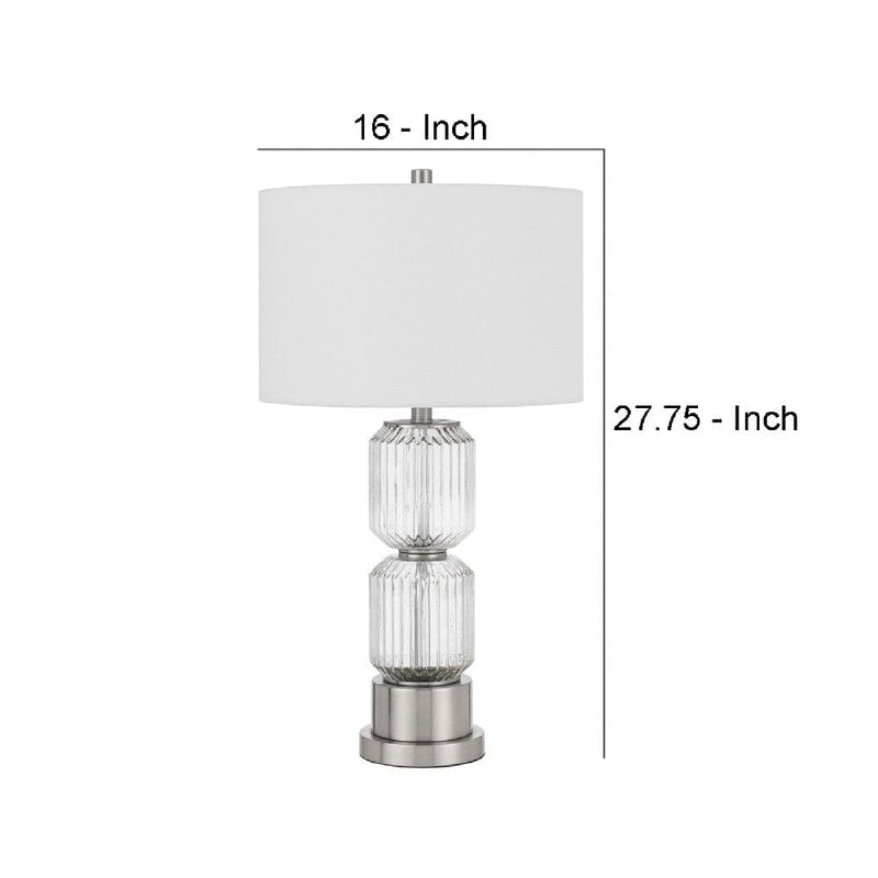 28 Inch Fluted Glass Base Table Lamp Dimmer Clear-zoom-