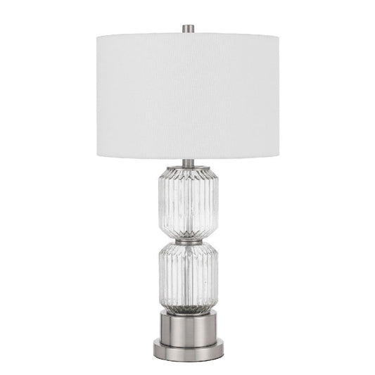 28 Inch Fluted Glass Base Table Lamp Dimmer Clear