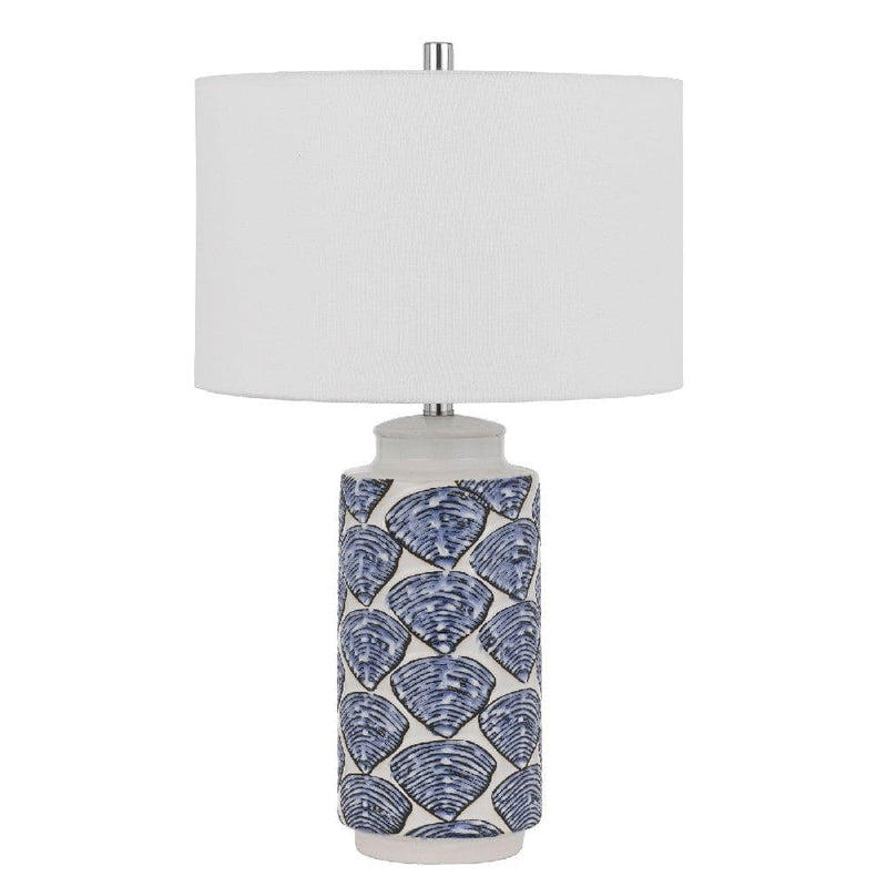 27 Inch Coastal Ceramic Table Lamp Dimmer Sea Shells Blue-zoom-