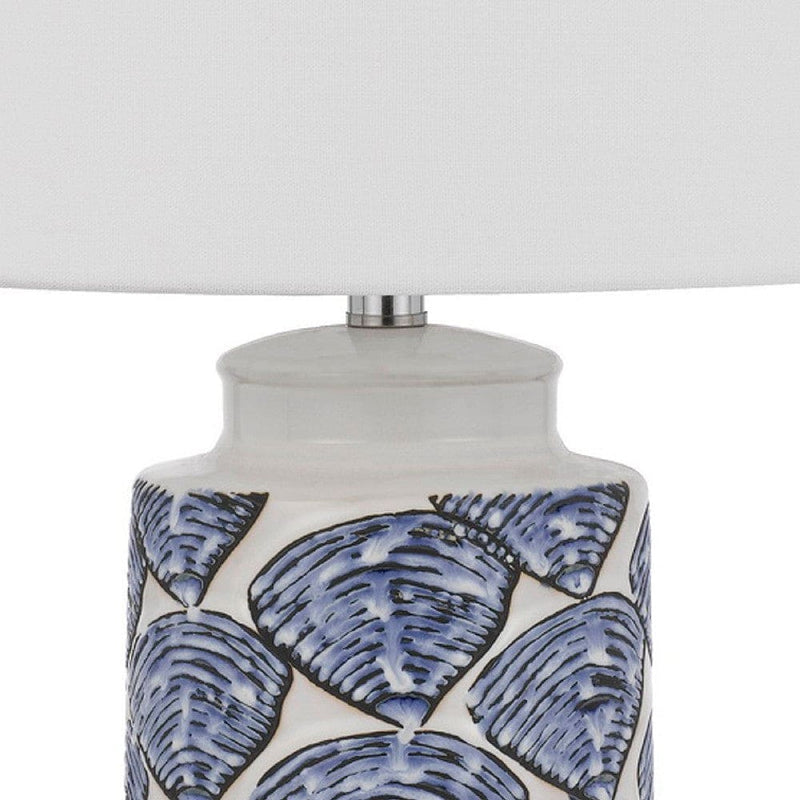27 Inch Coastal Ceramic Table Lamp Dimmer Sea Shells Blue-zoom-