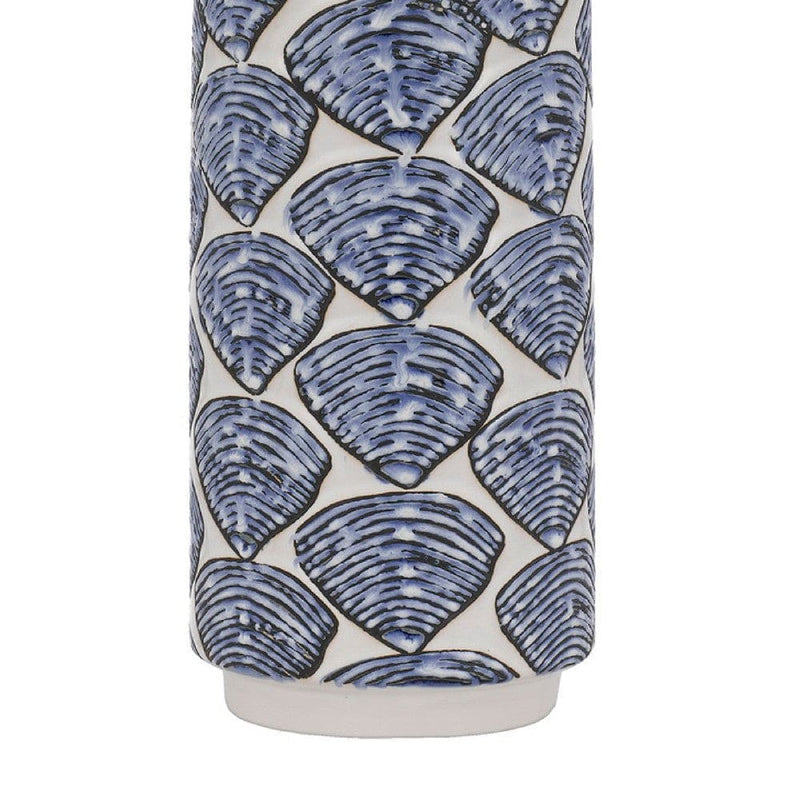 27 Inch Coastal Ceramic Table Lamp Dimmer Sea Shells Blue-zoom-