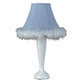 12 Inch Resin Table Lamp with Empire Shade Fur Trim Blue