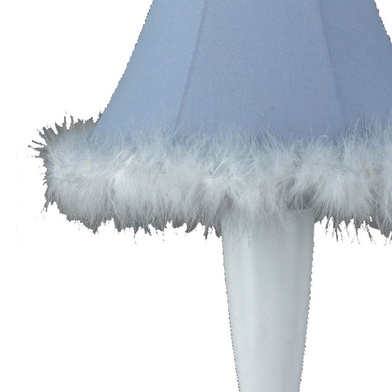 12 Inch Resin Table Lamp with Empire Shade Fur Trim Blue-zoom-