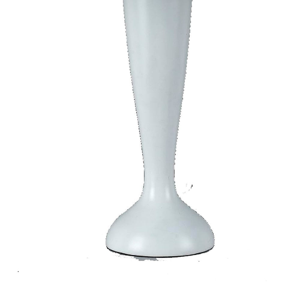 12 Inch Resin Table Lamp with Empire Shade Fur Trim Blue