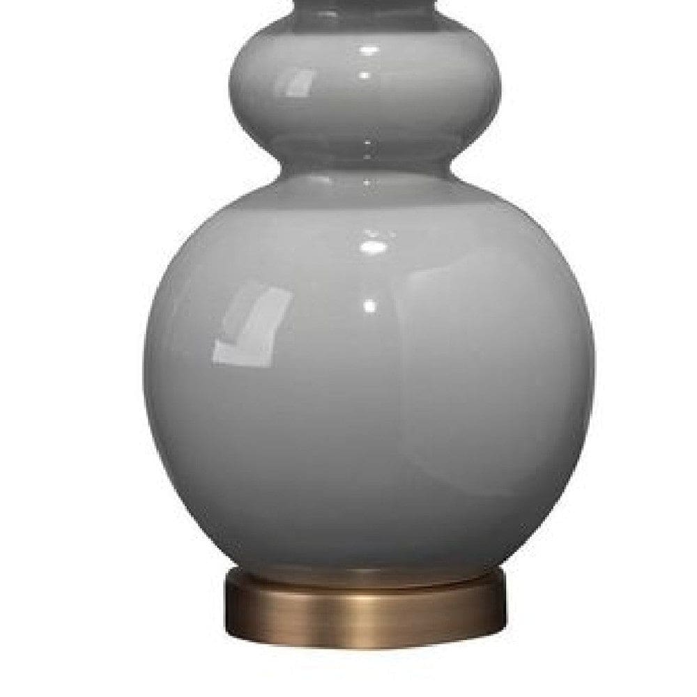 27 Inch Round Ceramic Stacked Ball Table Lamp White Gray-zoom-4