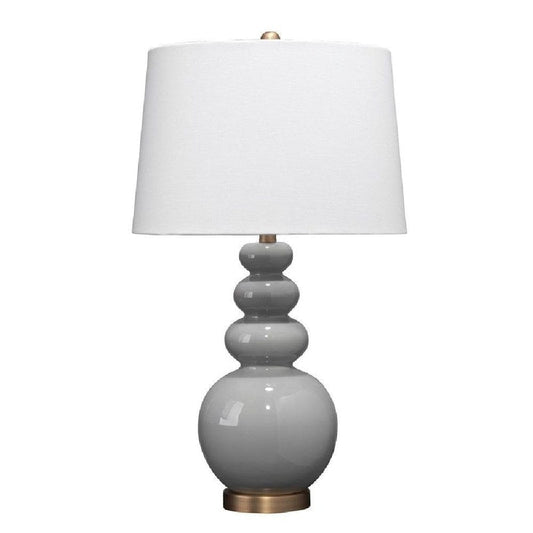 27 Inch Round Ceramic Stacked Ball Table Lamp White Gray