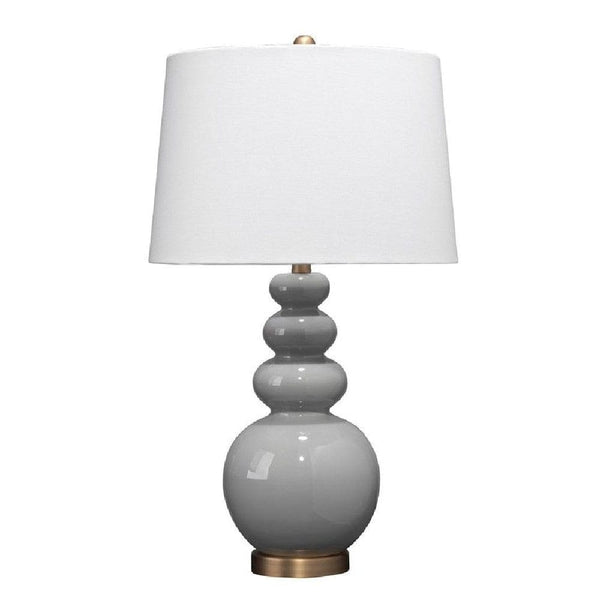 27 Inch Round Ceramic Stacked Ball Table Lamp White Gray