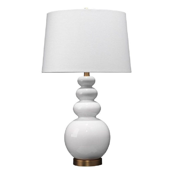 27 Inch Round Ceramic Stacked Ball Style Table Lamp White