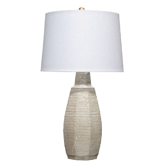 30 Inch Ceramic Table Lamp with Textured Design Base White