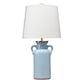 21 Inch Ceramic Table Lamp with Handles White and Blue