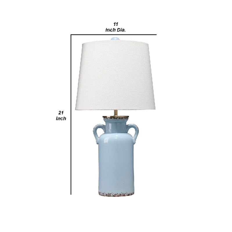 21 Inch Ceramic Table Lamp with Handles White and Blue-zoom-