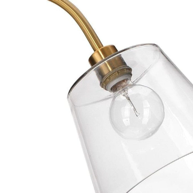 69 Inch Metal Floor Lamp With Clear Cone Glass Shade Brass-zoom-