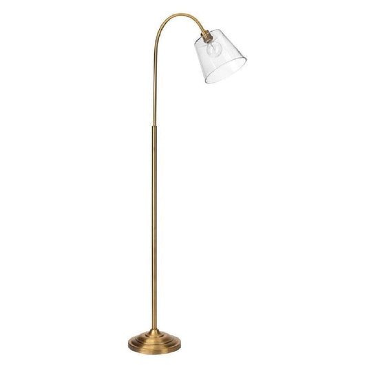 69 Inch Metal Floor Lamp With Clear Cone Glass Shade Brass